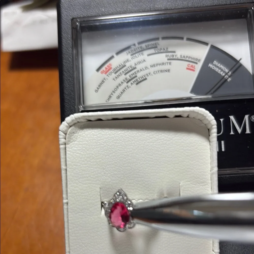 Pear Cut 1.25 tcw Genuine Ruby & Diamond Ring Sterling Silver Size 7 - Picture 14 of 14